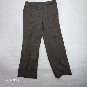 Cato Womens Brown Plaid Wide Leg Dress Pants Size 6 Glen Check Trousers RN37080